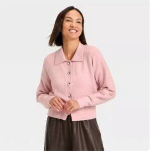 Women's Long Sleeve Heart Button Cardigan Sweater - A New Day™